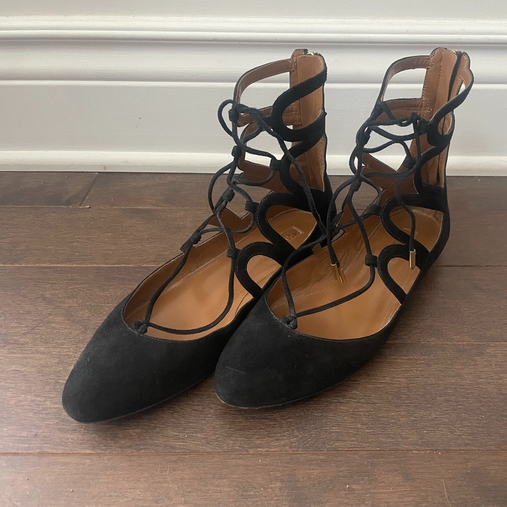Aquazzura 'Holli' ballerinas Black Suede Leather flat